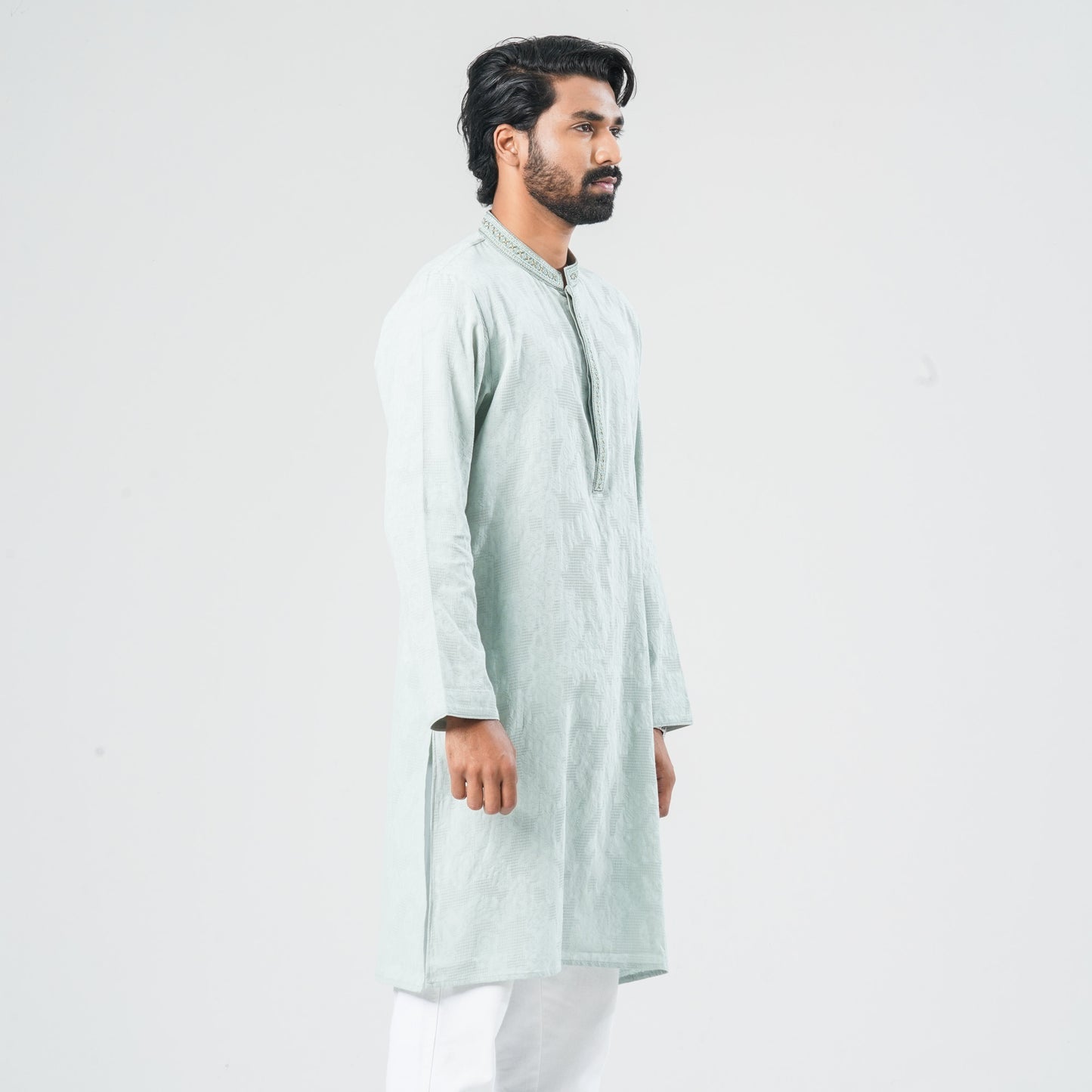 Men's Mint Green Blended Panjabi