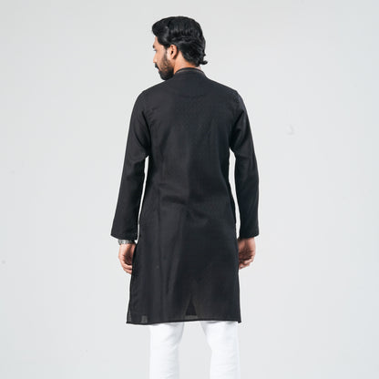 Men Black Cotton Panjabi