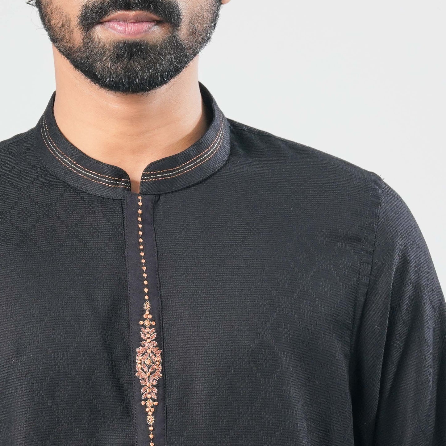 Men Black Cotton Panjabi
