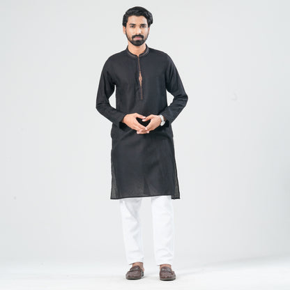 Men Black Cotton Panjabi