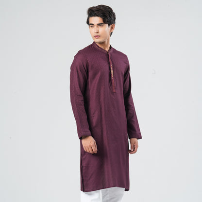 Men Wine Cotton Panjabi
