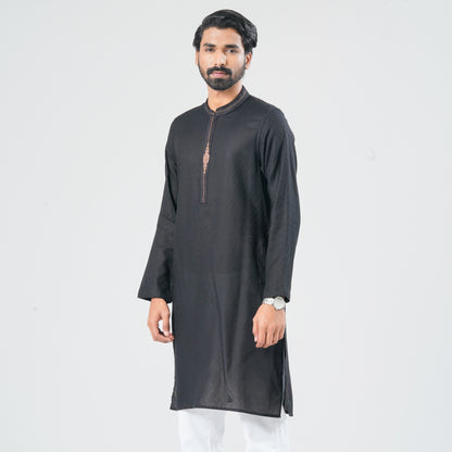 Men Black Cotton Panjabi