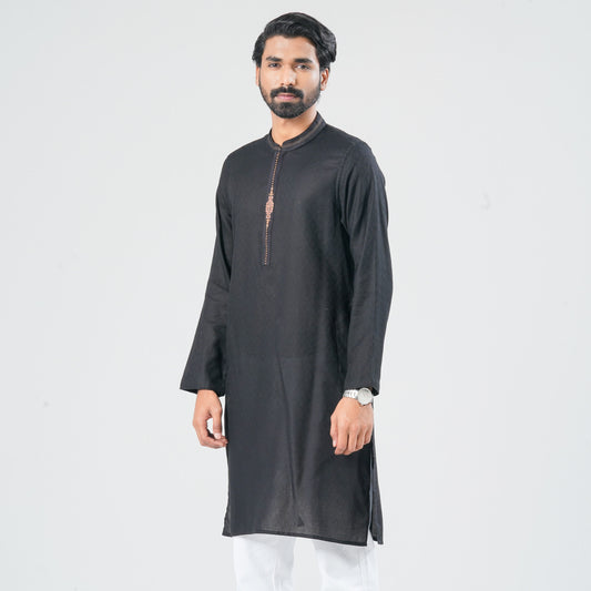 Men Black Cotton Panjabi