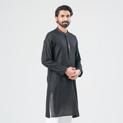 Men Black Cotton Panjabi