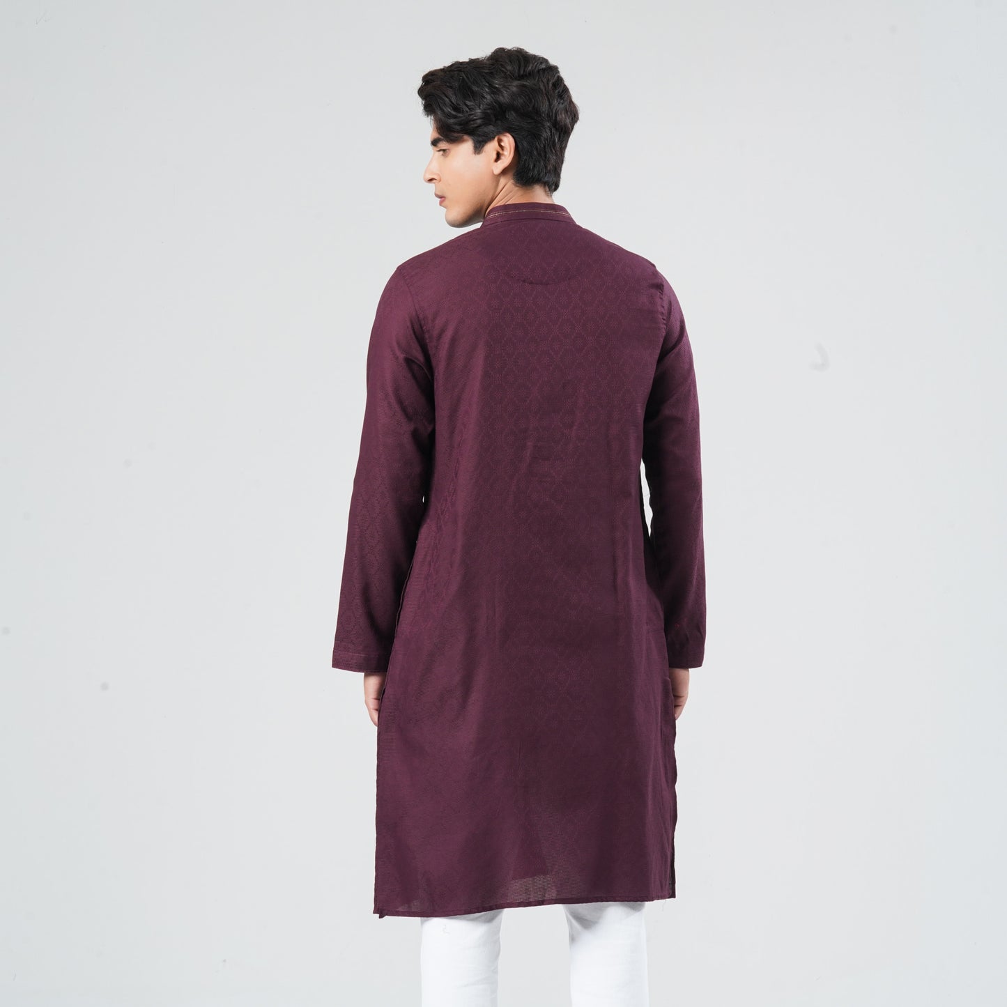 Men Wine Cotton Panjabi