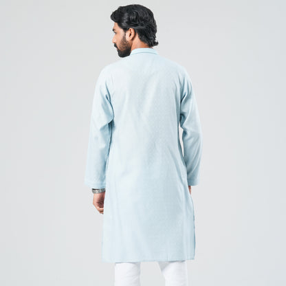 Men's Sky Blue Cotton Panjabi