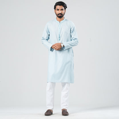 Men's Sky Blue Cotton Panjabi