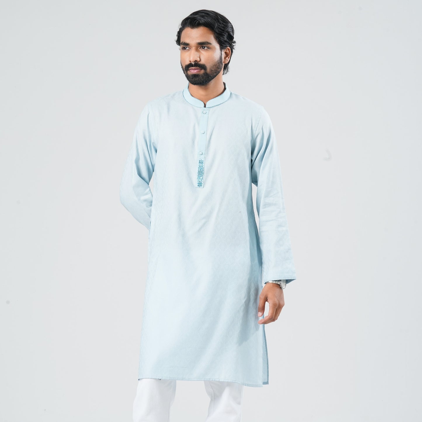 Men's Sky Blue Cotton Panjabi