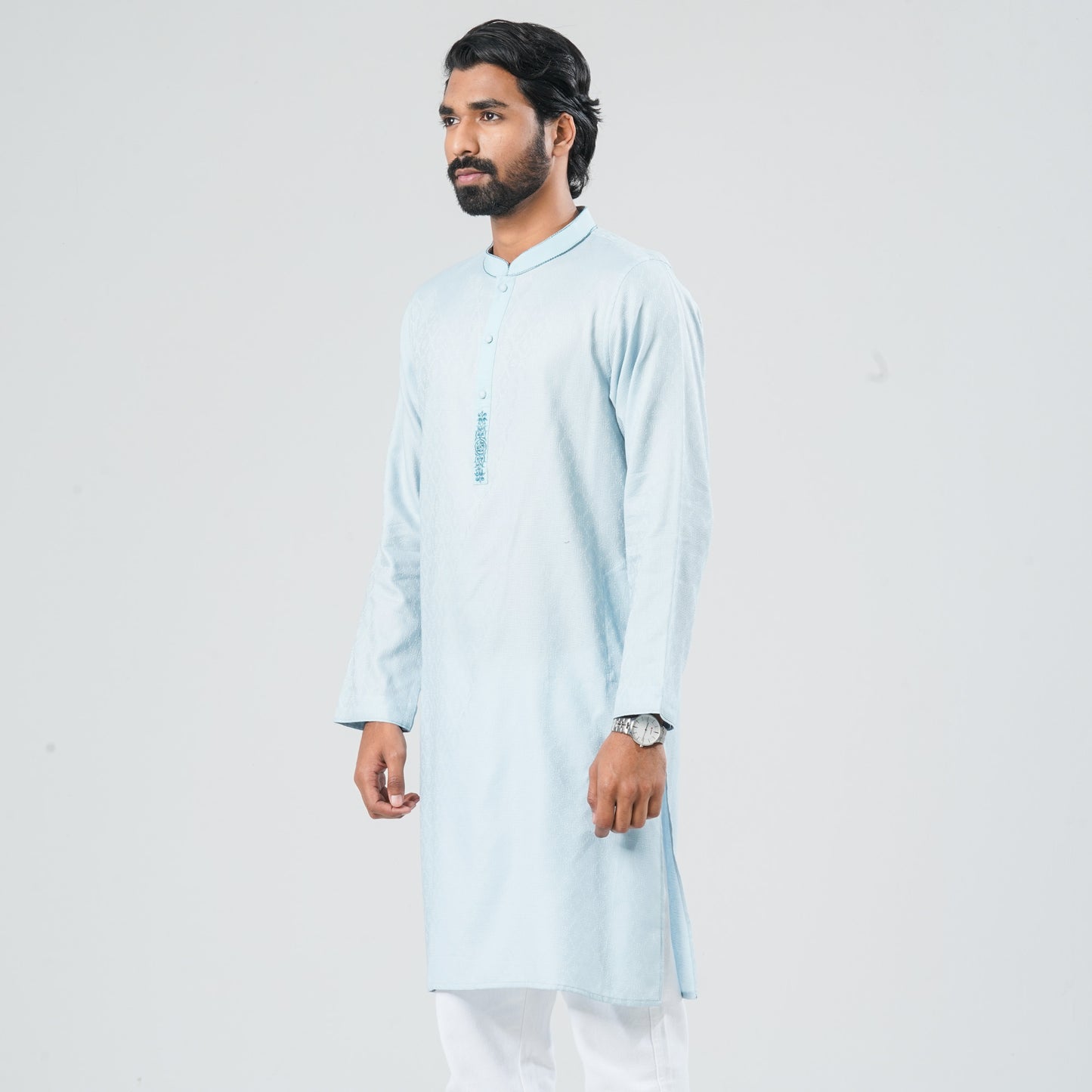Men's Sky Blue Cotton Panjabi