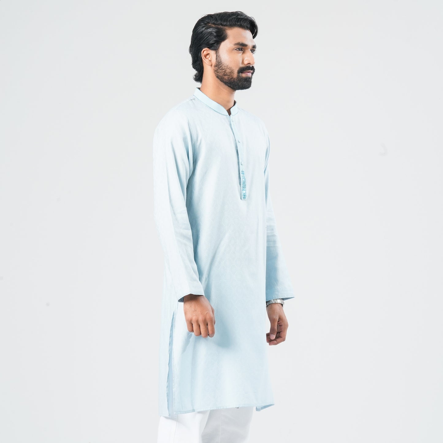 Men's Sky Blue Cotton Panjabi