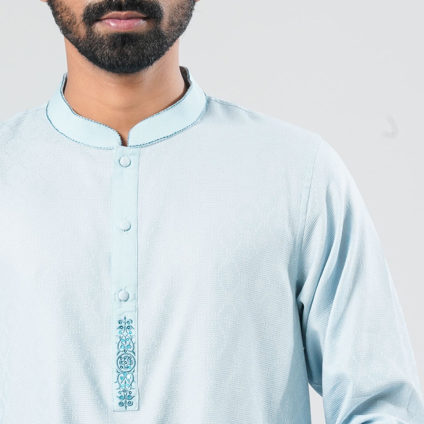 Men's Sky Blue Cotton Panjabi