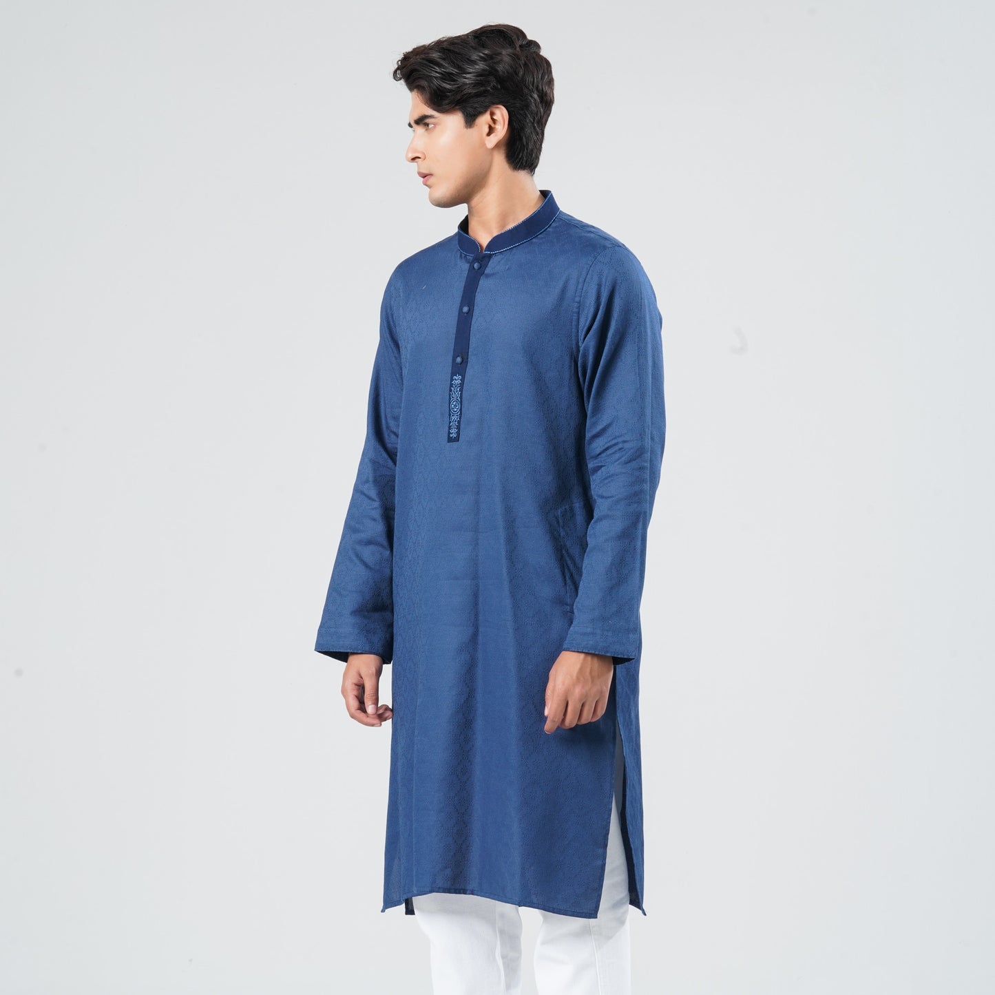 Men Teal Cotton Panjabi
