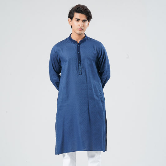 Men Teal Cotton Panjabi