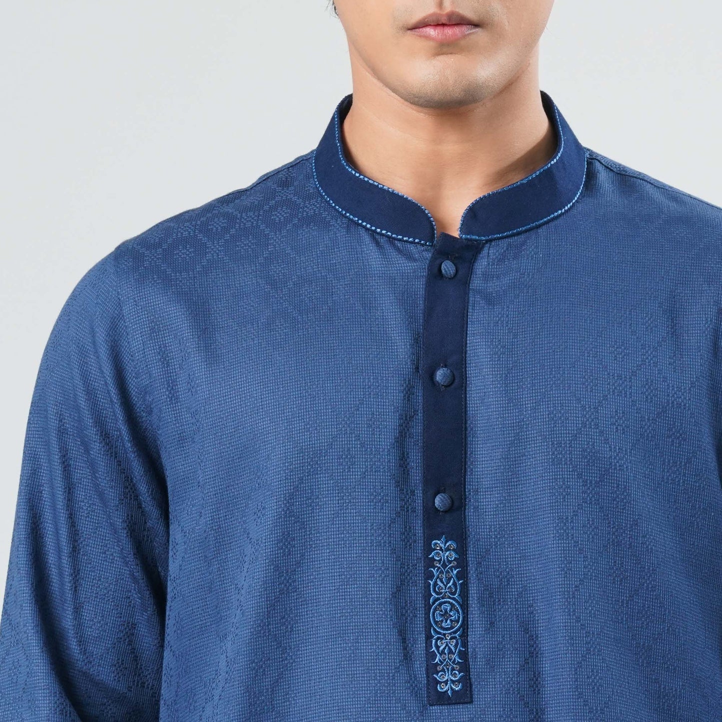 Men Teal Cotton Panjabi