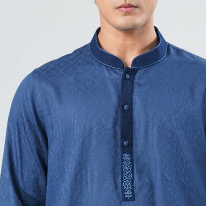 Men Teal Cotton Panjabi