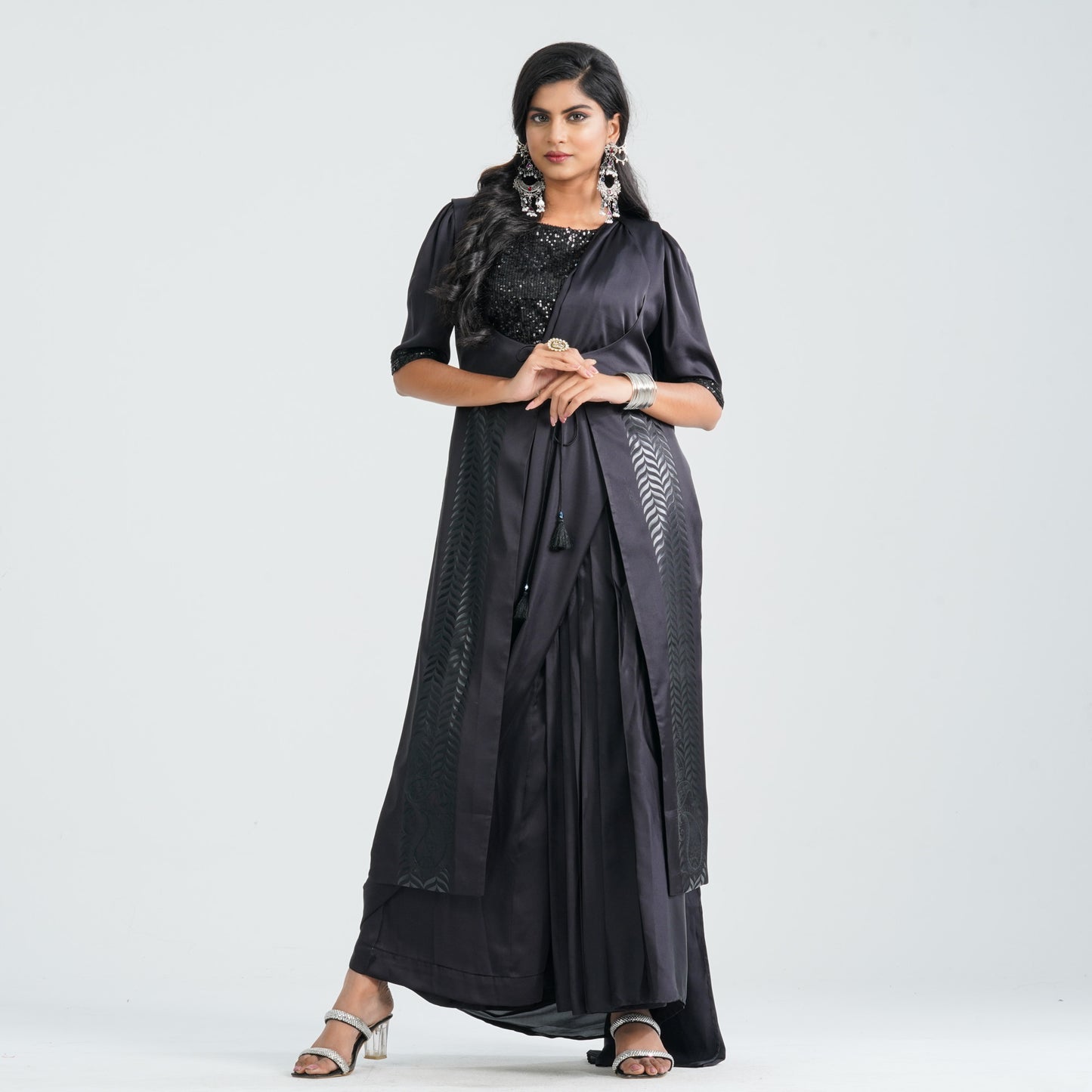 Women’s Silk Pant Saree with Jacket