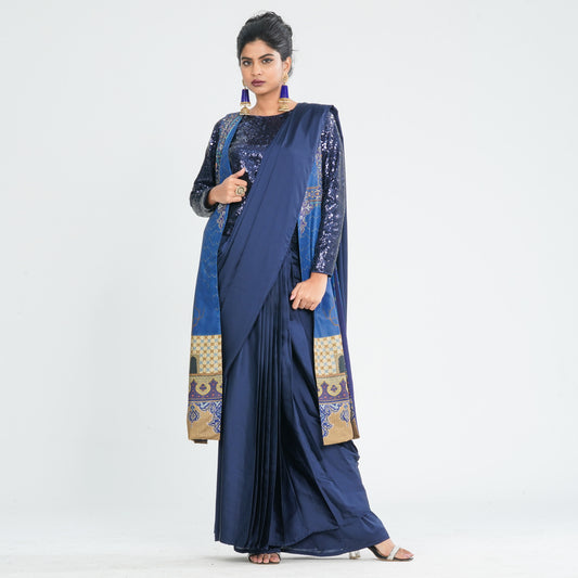 Women’s Silk Pant Saree with Jacket