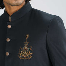 Load image into Gallery viewer, Men&#39;s Black Sherwani with Karchupi Work
