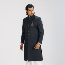 Load image into Gallery viewer, Men&#39;s Black Sherwani with Karchupi Work
