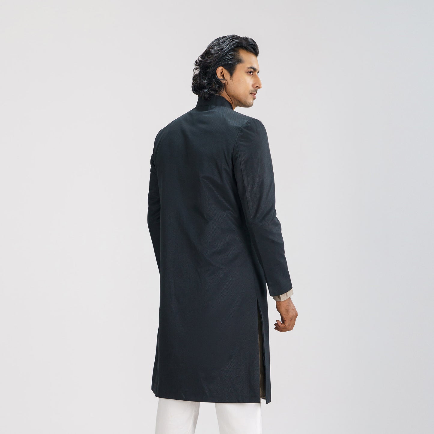 Mens Black Sherwani With Karchupi Work