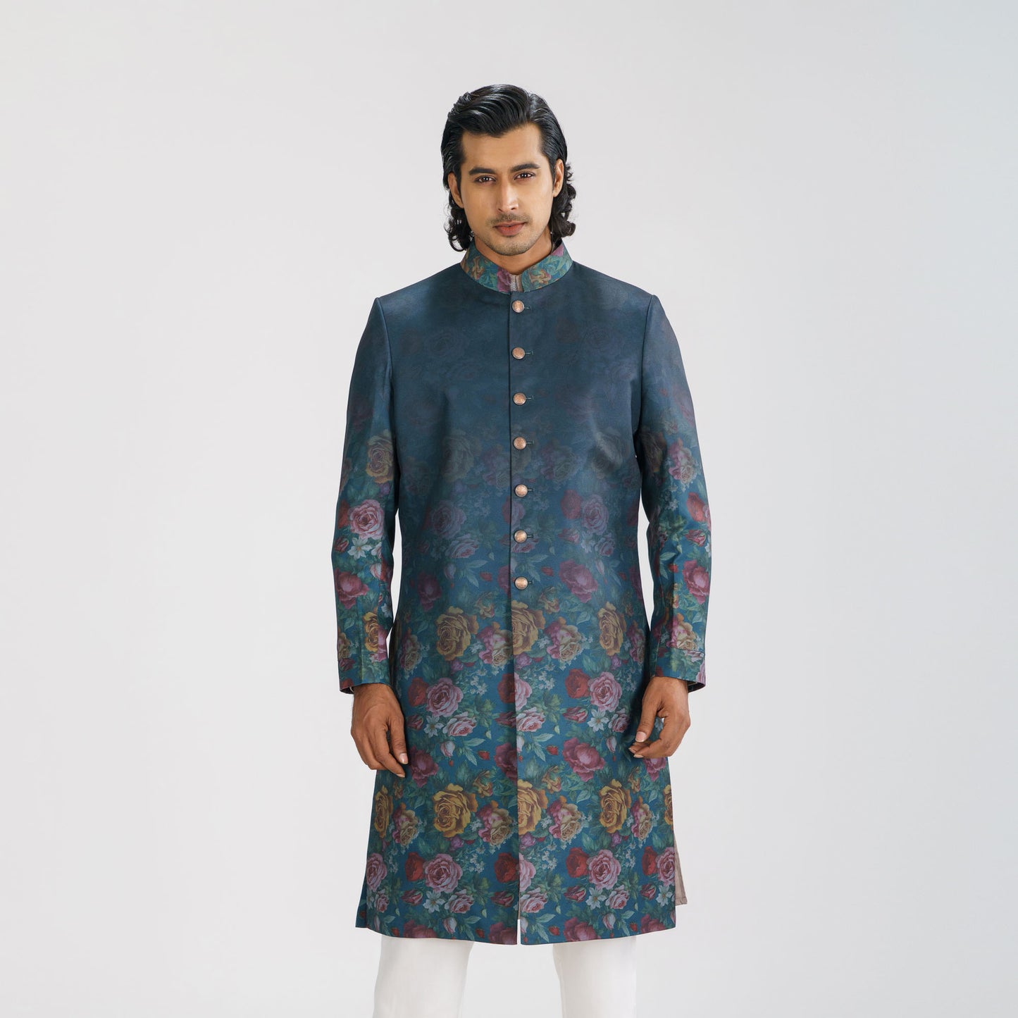 Mens Green Floral Sherwani