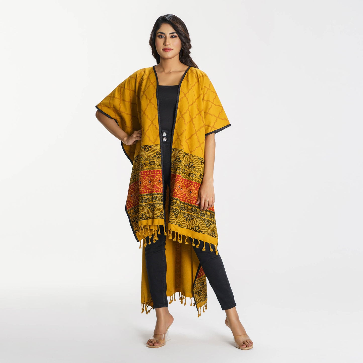 Womens Yellow Ethnic Shawl