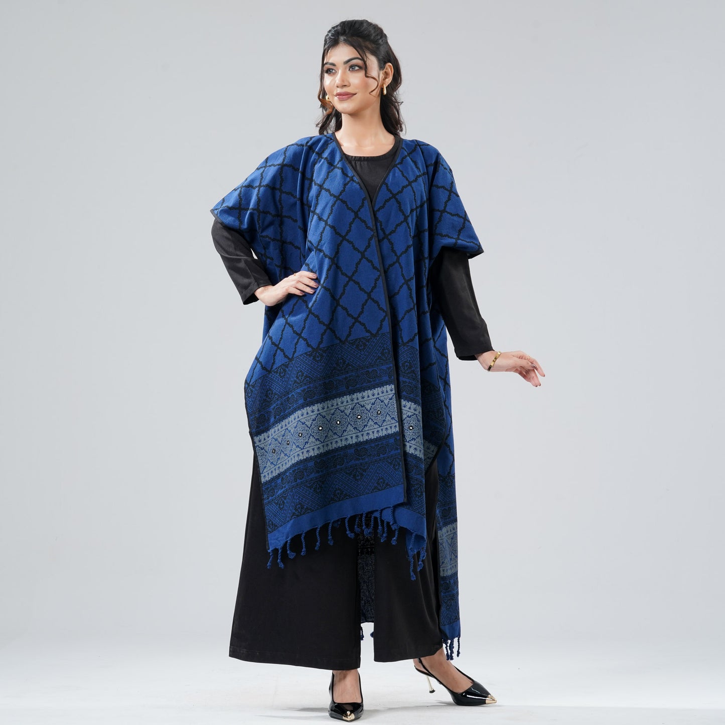 Women's Blue Ethnic Shawl