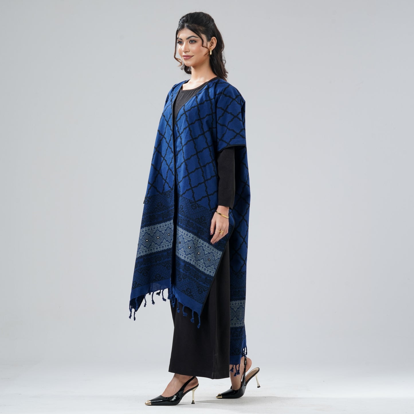 Women's Blue Ethnic Shawl