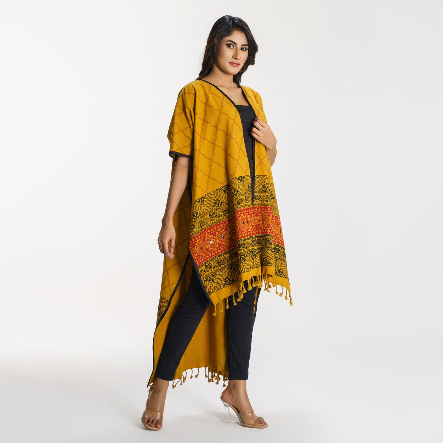 Womens Yellow Ethnic Shawl