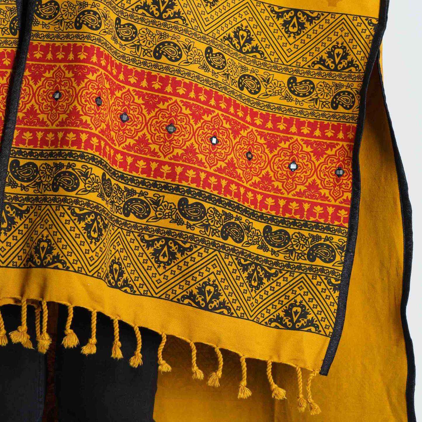 Womens Yellow Ethnic Shawl