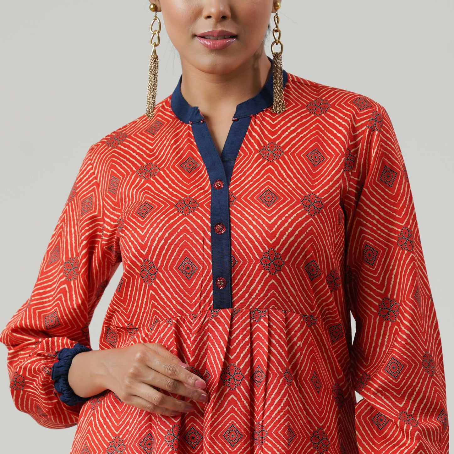 Womens Orange Ethnic Top