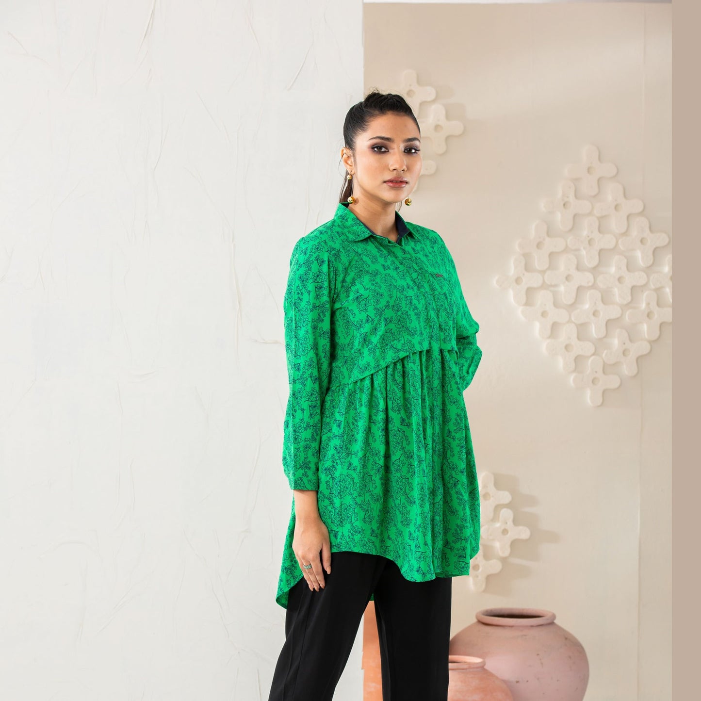 Womens Green Ethnic Tunic