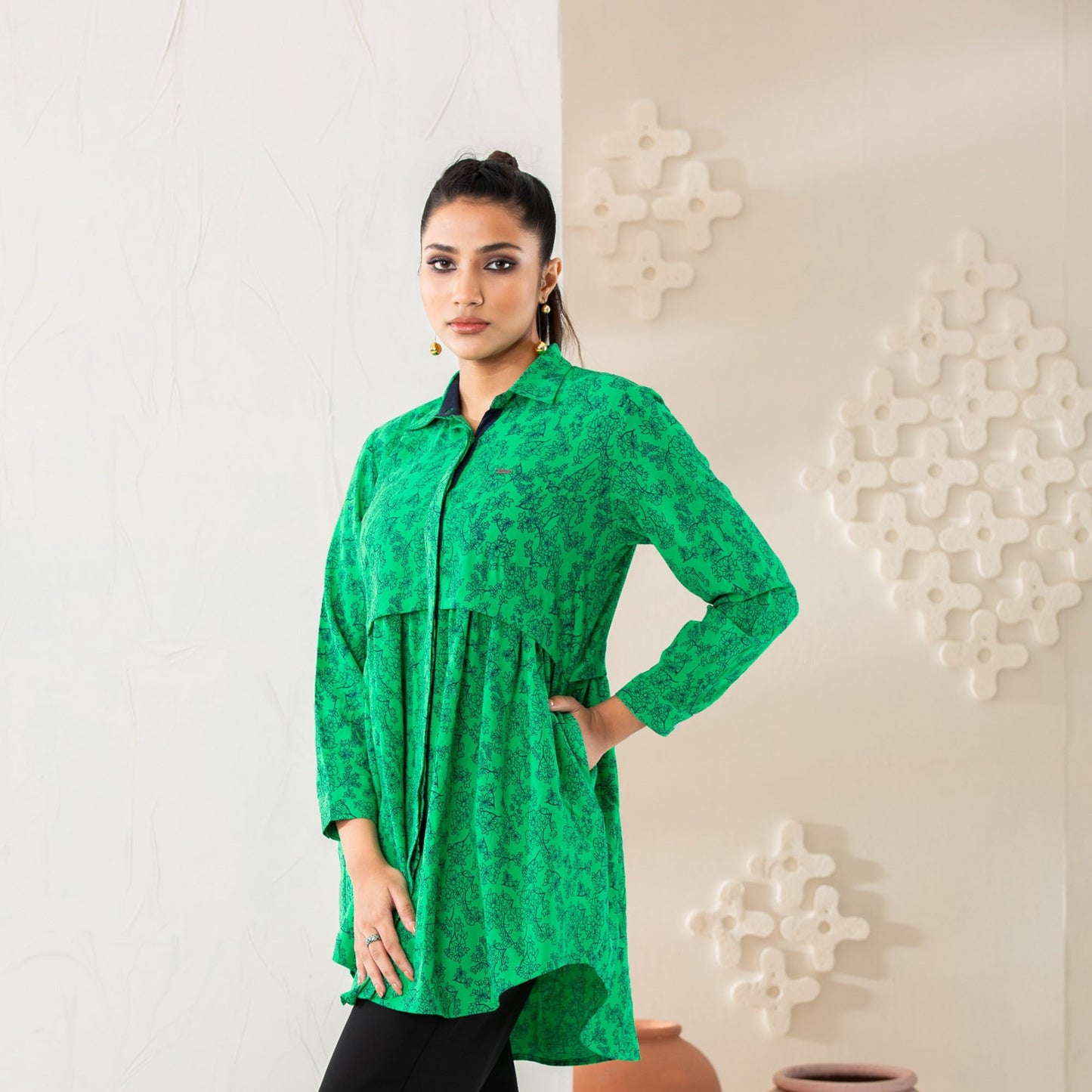 Womens Green Ethnic Tunic