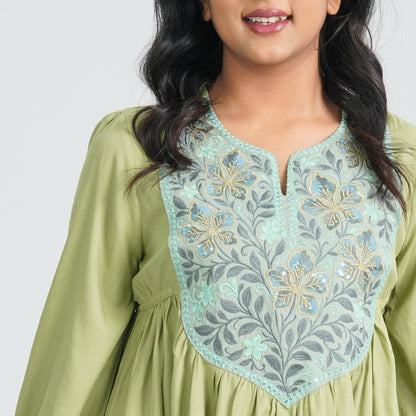 Women's Green Cotton Tunic