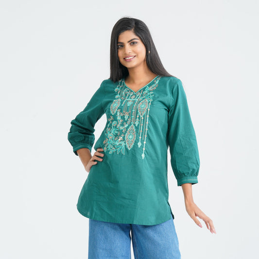 Women's Green Silk Tunic
