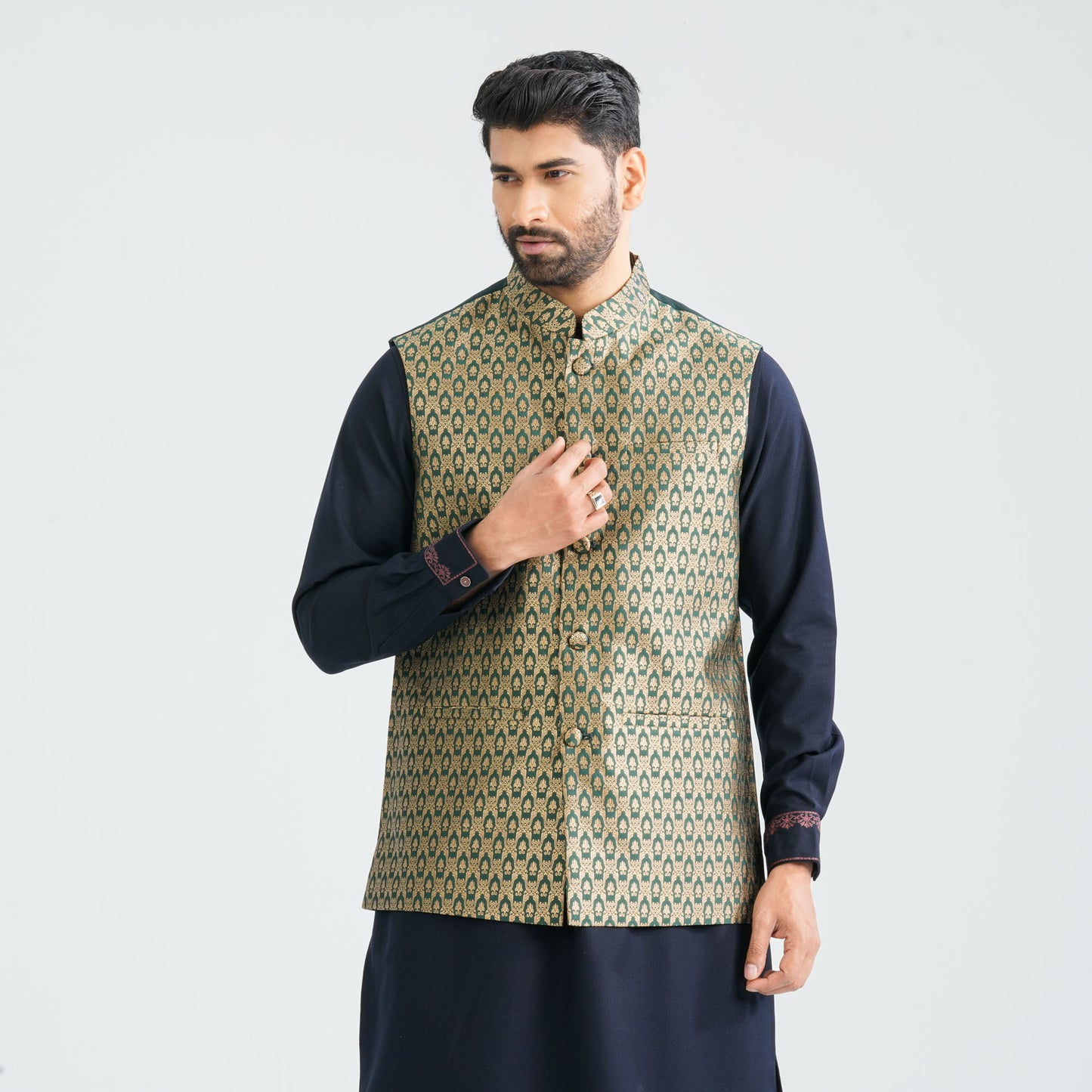 Men's Green Jacquard Vest