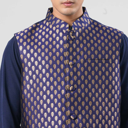 Men's Navy Jacquard Vest