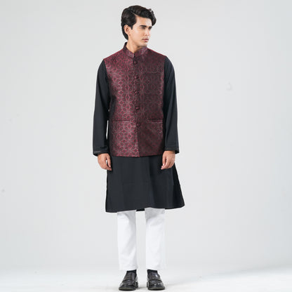 Men's Maroon Jacquard Vest