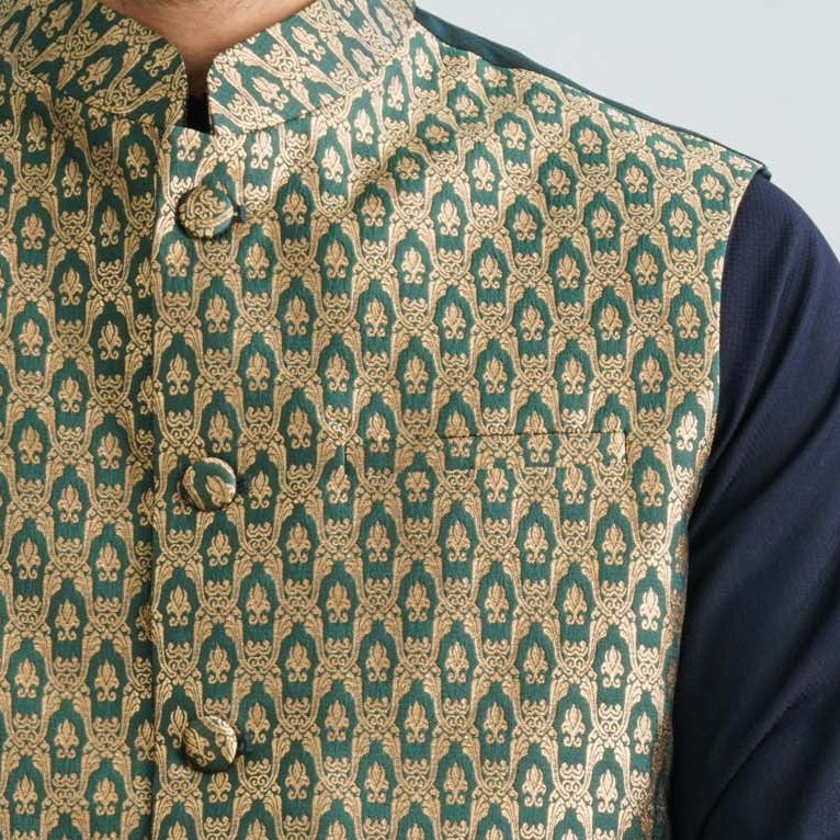 Men's Green Jacquard Vest