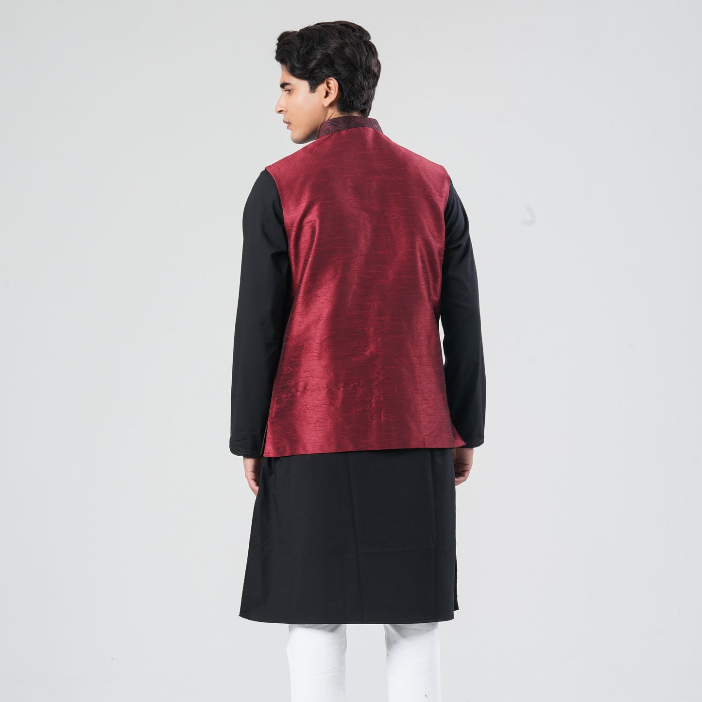 Men's Maroon Jacquard Vest