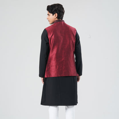 Men's Maroon Jacquard Vest