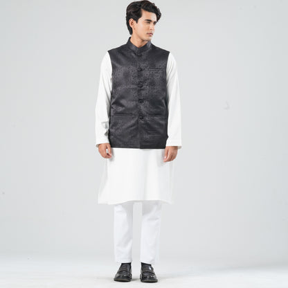 Men's Black Jacquard Vest