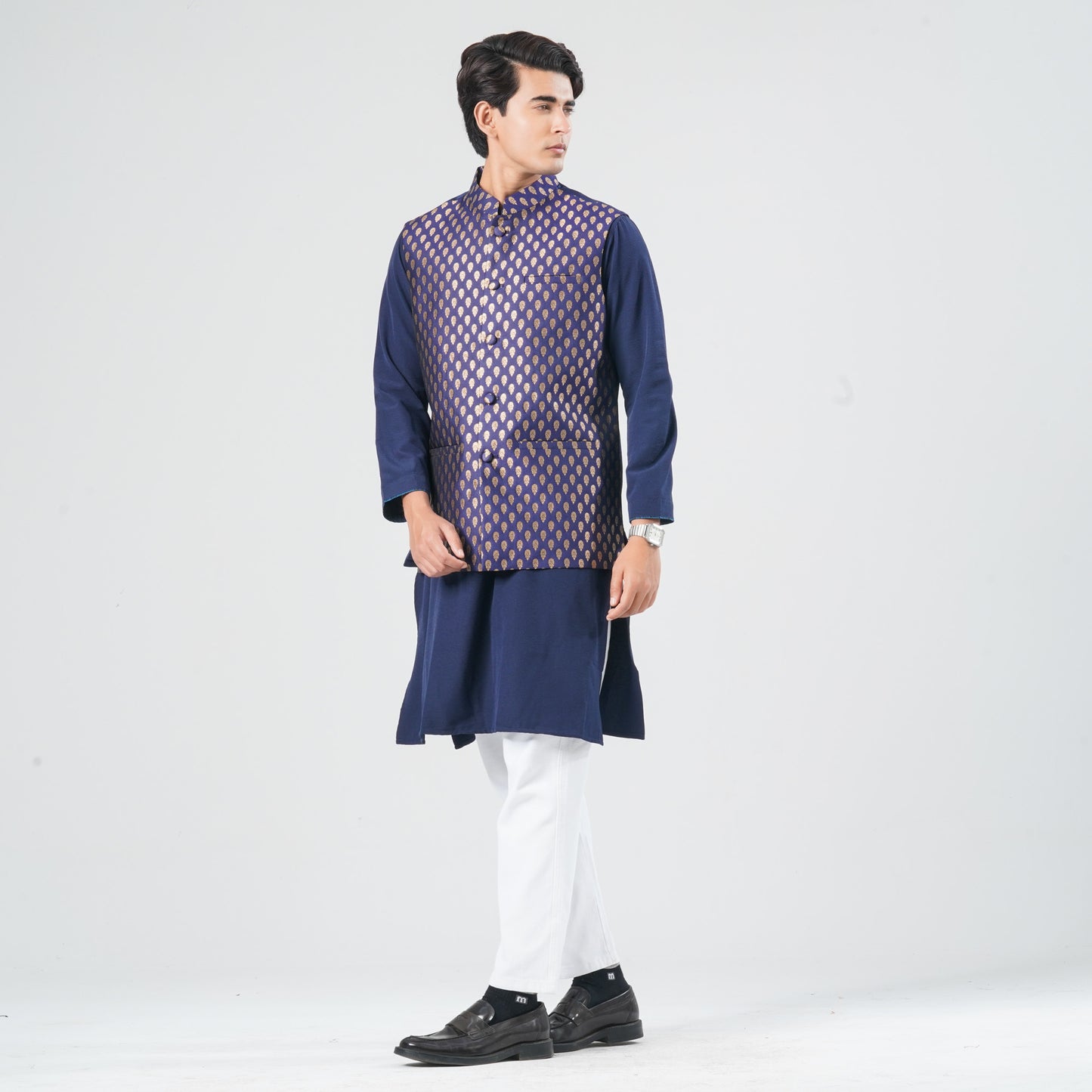 Men's Navy Jacquard Vest