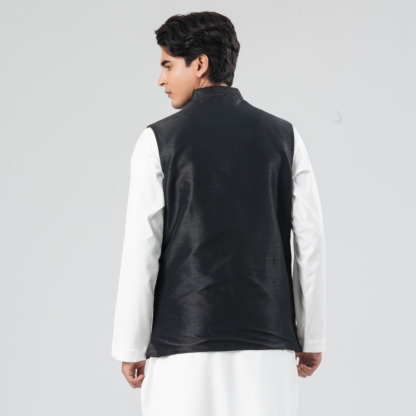 Men's Black Jacquard Vest