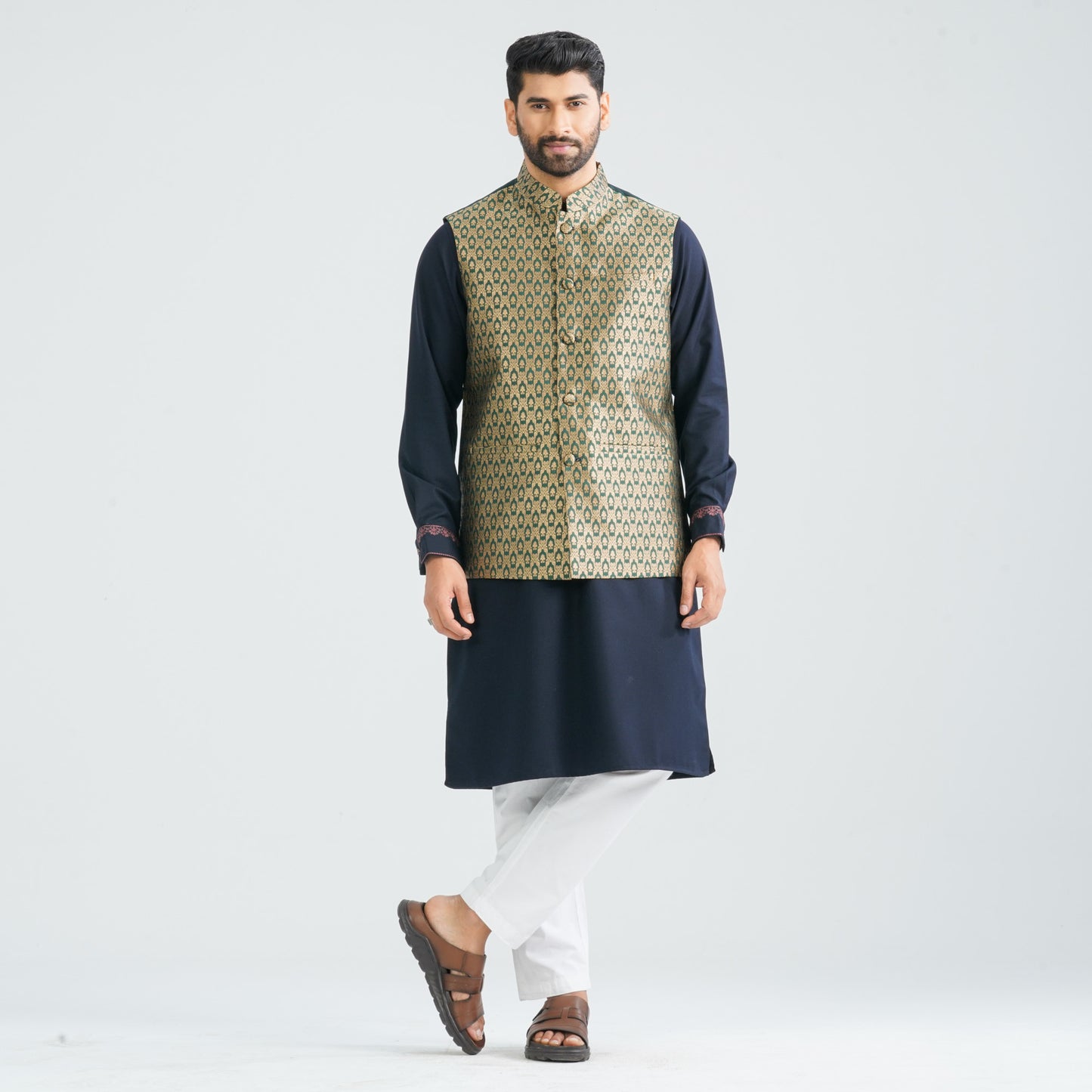 Men's Green Jacquard Vest