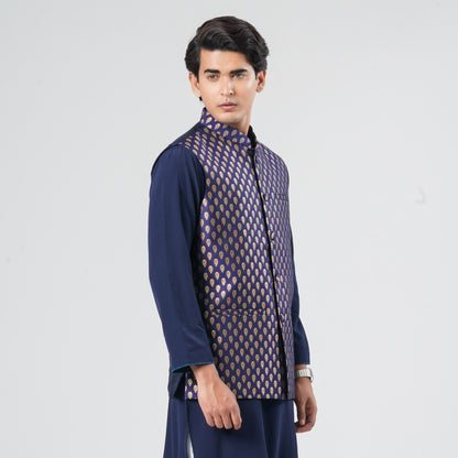 Men's Navy Jacquard Vest