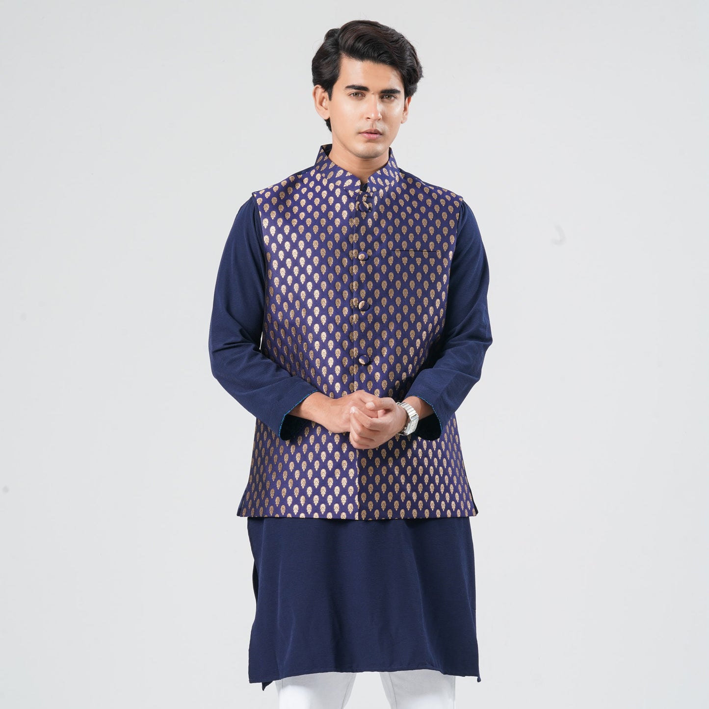 Men's Navy Jacquard Vest