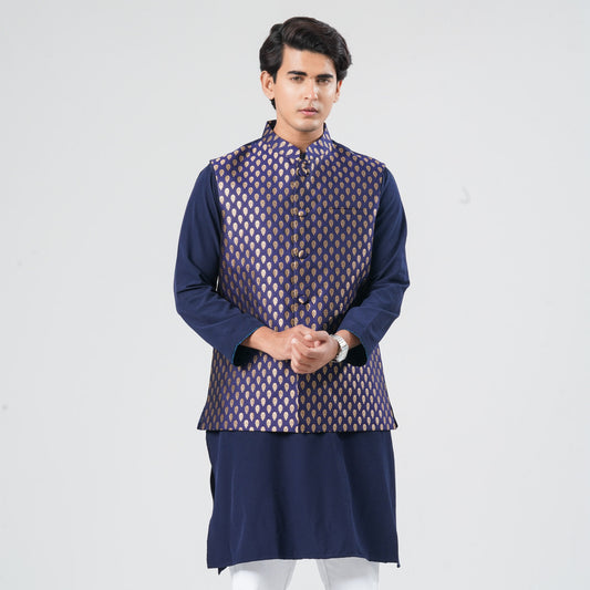 Men's Navy Jacquard Vest