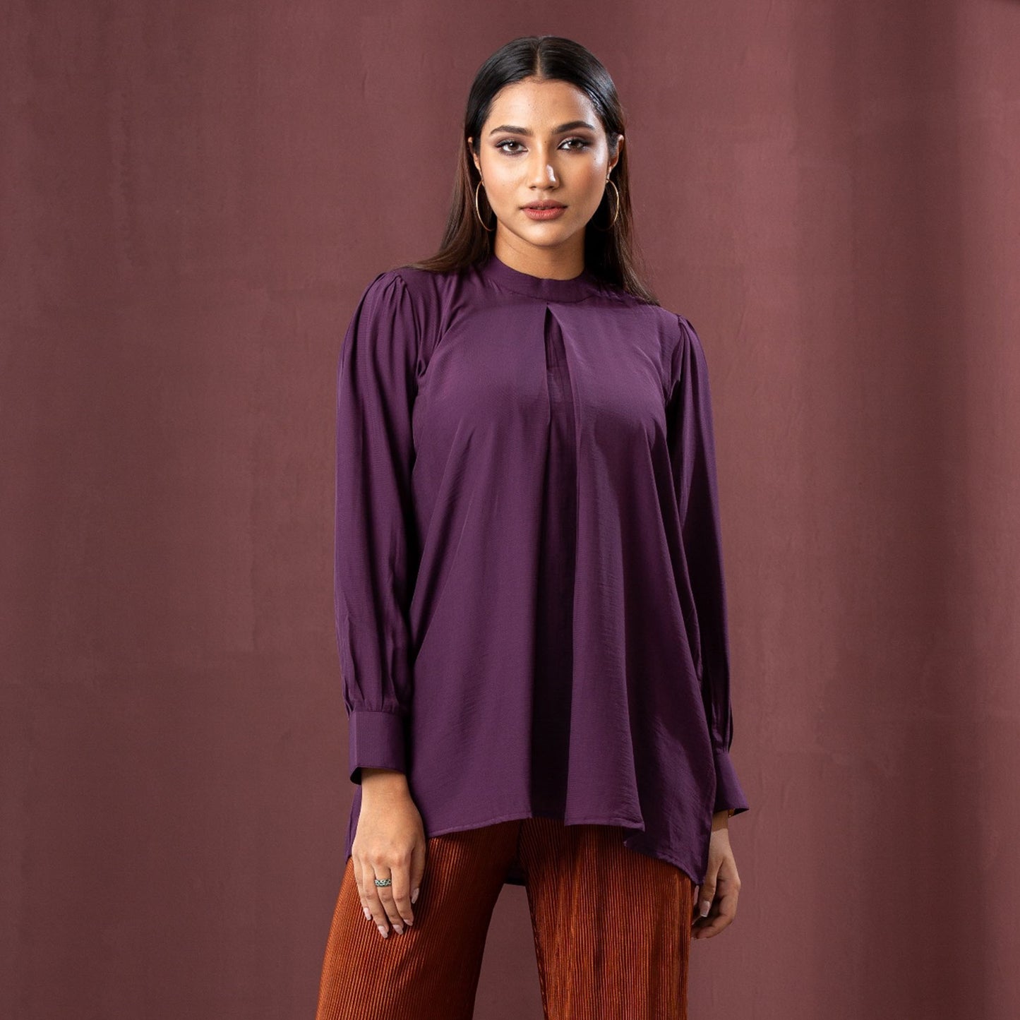 Womens Ethnic Workwear Top-Wine