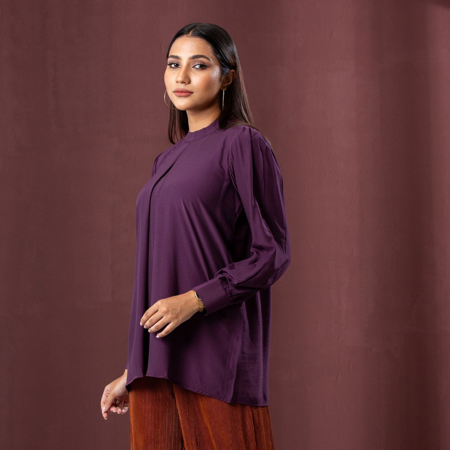 Womens Ethnic Workwear Top-Wine